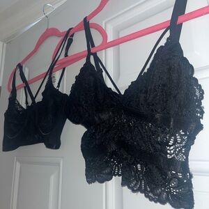 🌸 2 cute lacey black bralette bundle (size S)